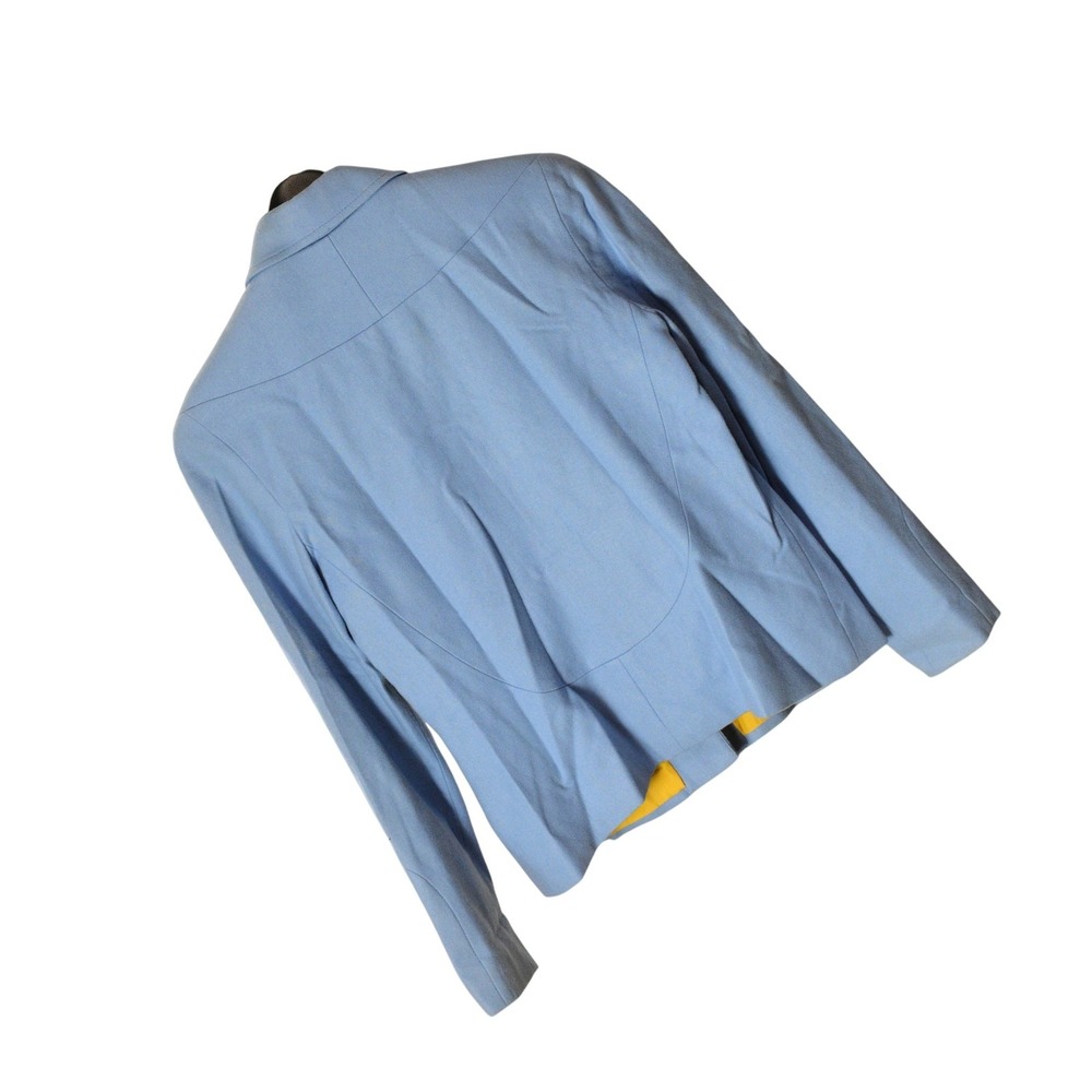 Vintage Periwinkle Blue Wool Blazer Womens 8 Harve Benard Covered Buttons Seamed - Picture 7 of 9